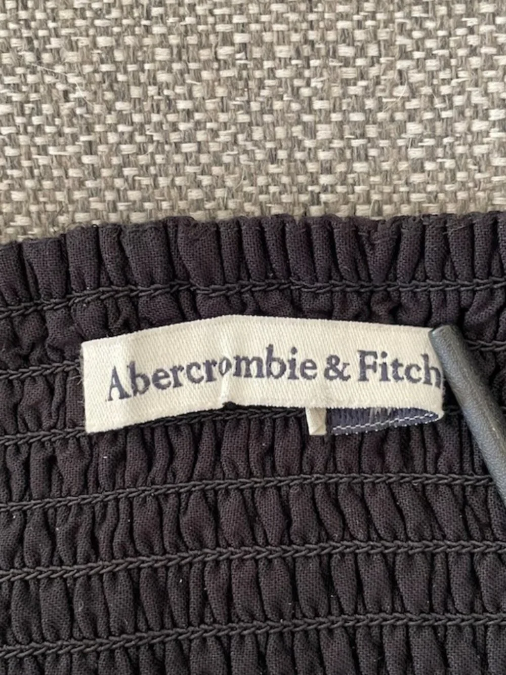 Abercrombie & Fitch Sz M Black Smocked Sheer Long Sleeve Crop Blouse Whimsigoth